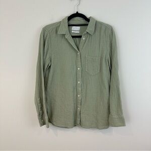 J. Crew Light Green Waffle Texture Gauzy Cotton Classic Shirt Size 8 Women's